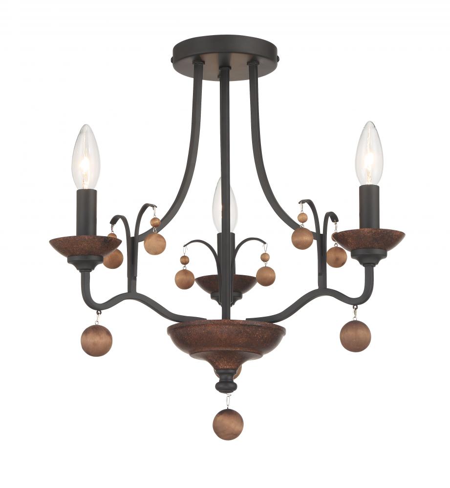 COLONIAL CHARM - 3 LIGHT SEMI FLUSH