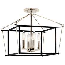 Kichler 52633PN - Eisley 14 Inch 4 Light Semi Flush Mount in Polished Nickel and Black