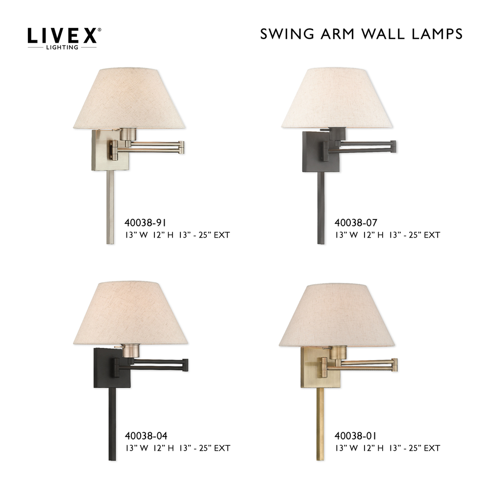 1 Lt Antique Brass Swing Arm Wall Lamp