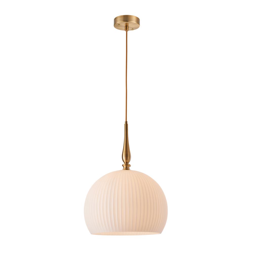 Kate 1 Light Pendant 10", Brushed Brass with Ribbed Glassware
