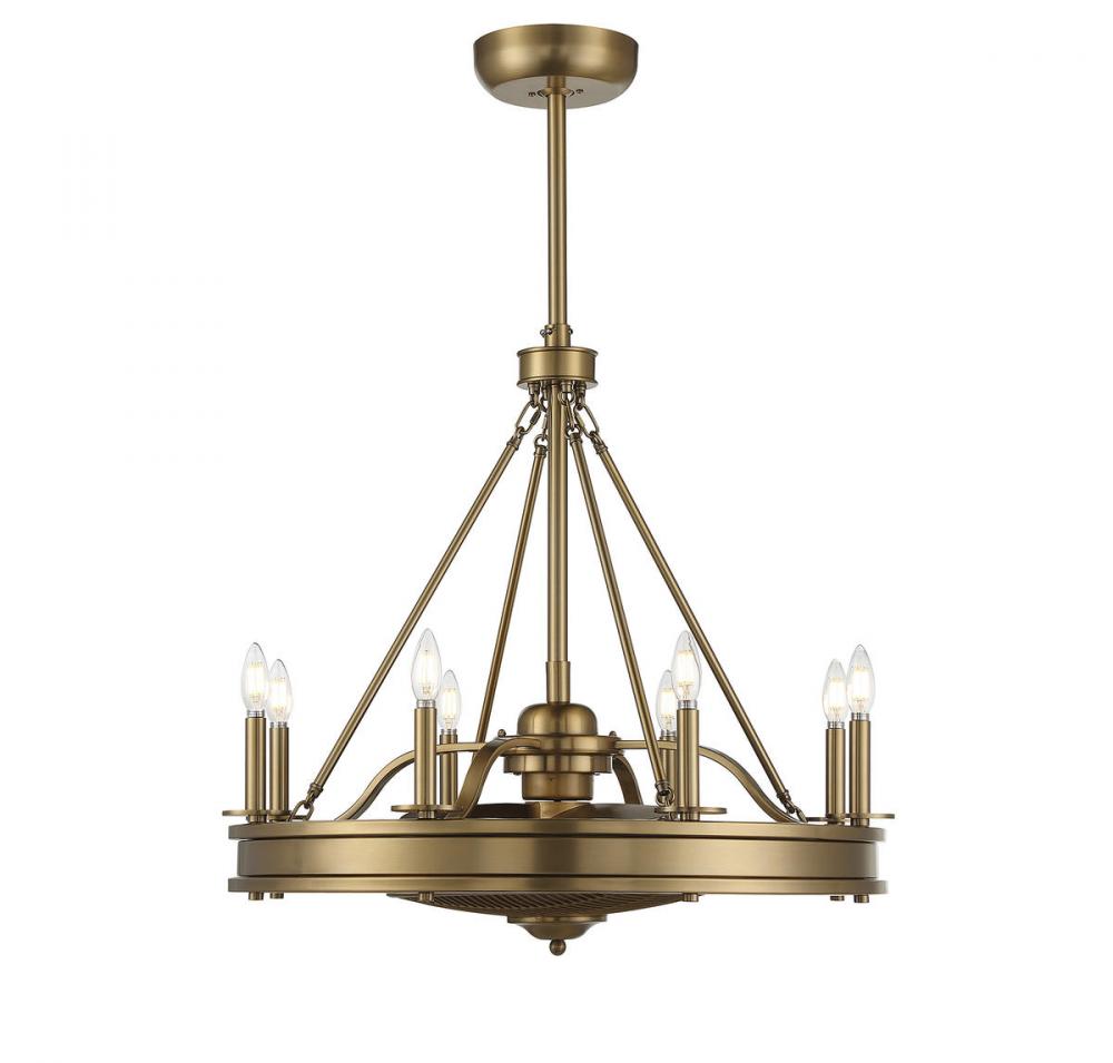 Lyon 8-Light Fan D'Lier in Warm Brass