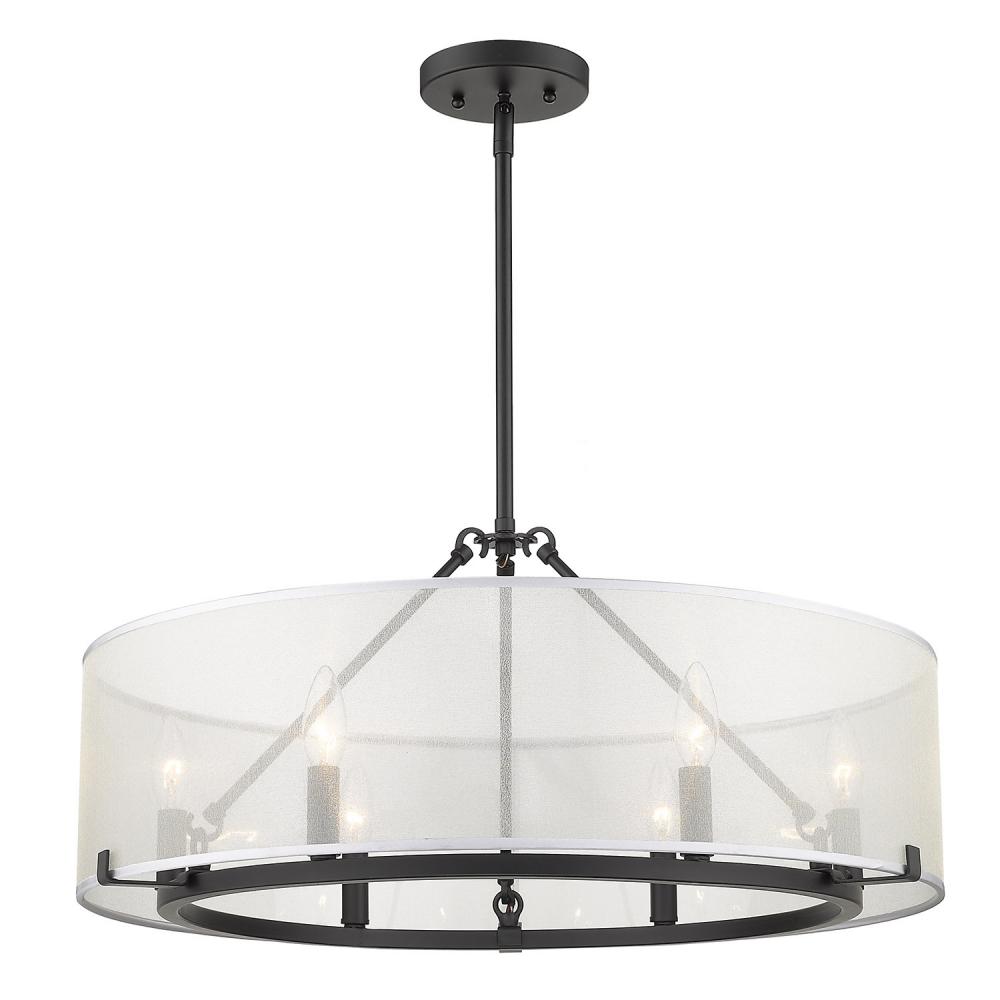 Alyssa 6 Light Chandelier (long rod only) in Matte Black